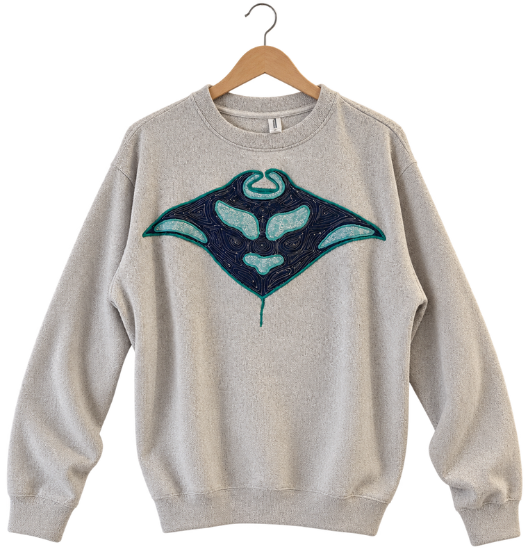 Manta · Oatmeal, knit sweater, hanging view