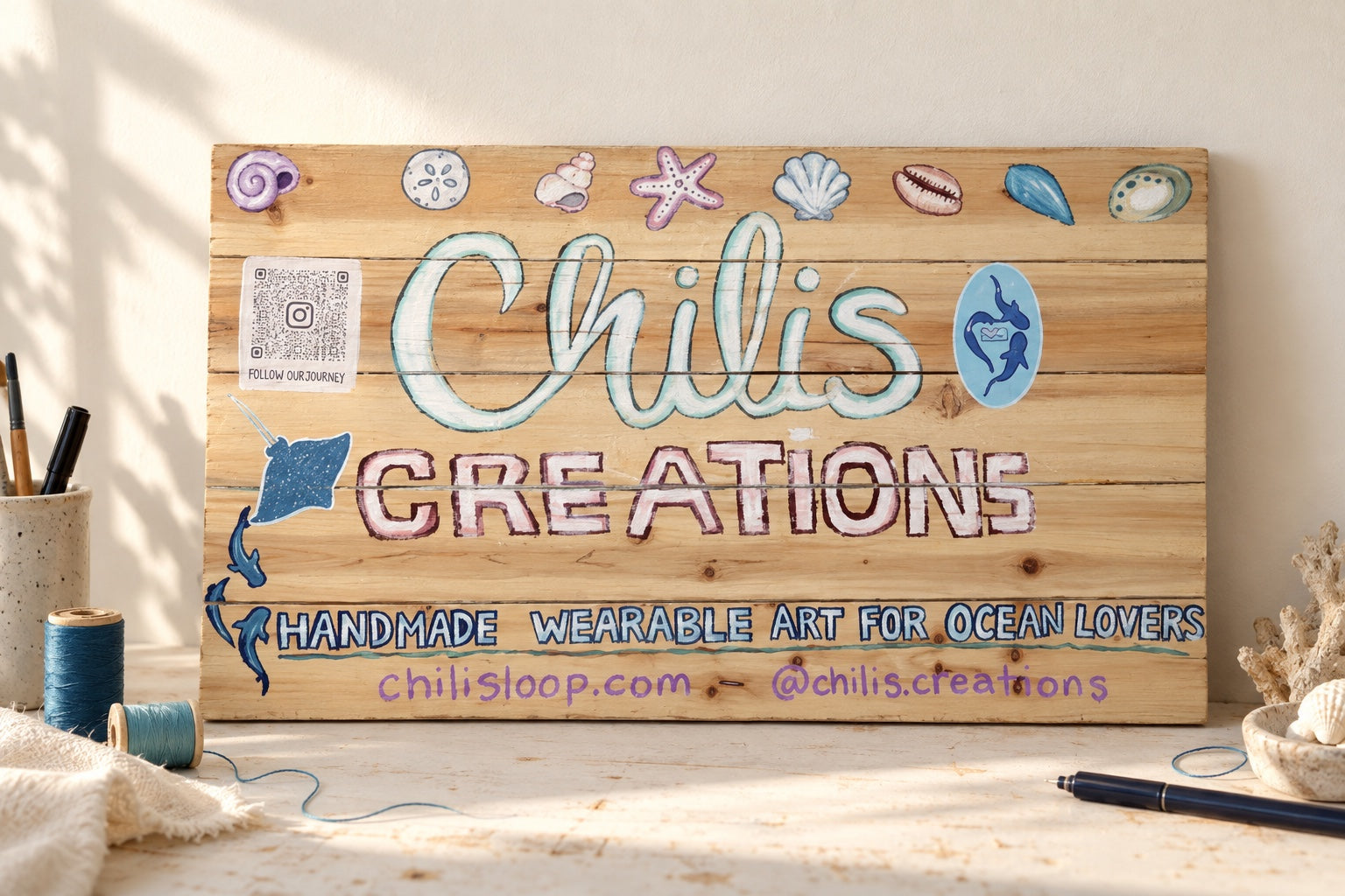 Studio still life inspired by Chili’s original hand-painted Creations sign