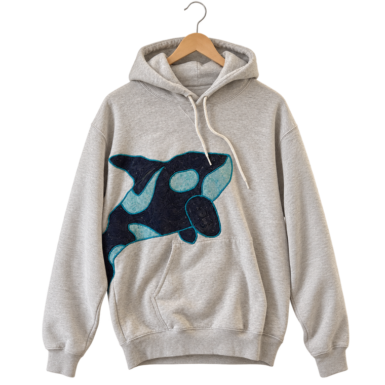 Giant orca · Ash, pullover hoodie, hanging view