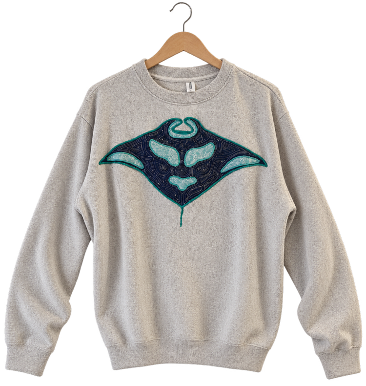 Manta · Oatmeal, knit sweater, hanging view